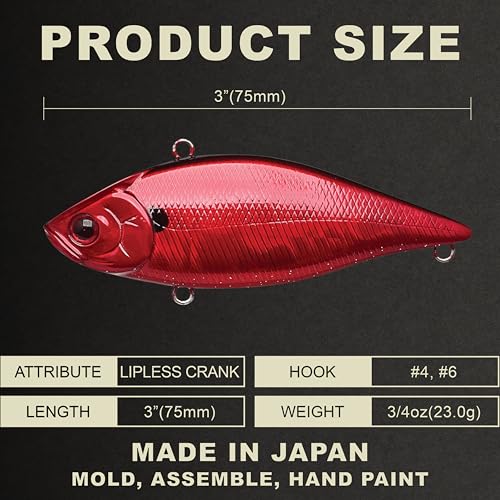 LUCKY CRAFT LV 500 MAX Freshwater Fishing Lures, Sinking Lipless and Long-Casting Crankbait, 3 Inch Vibration Rattle Bait, Perfect Fishing Gear for Tackle Box and Accessories - color: 264 Wakin