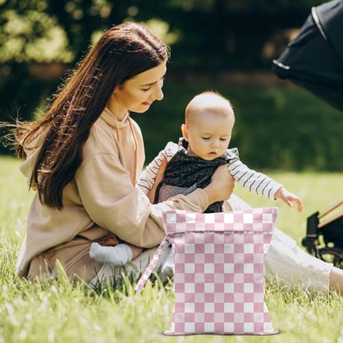 Bohemia Wet Dry Bags for Diaper Waterproof Swimsuit Washable Reusable Bag for Diapers Dirty Yoga Gym Beach Clothes Plant Gifts - color: Checkerboard3