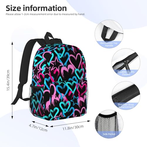 Colorful Love Heart Cool Backpack For Teenage Girls And Boys Cute Kids Backpacks Children School Bag - color: Colorful Love Heart Cool