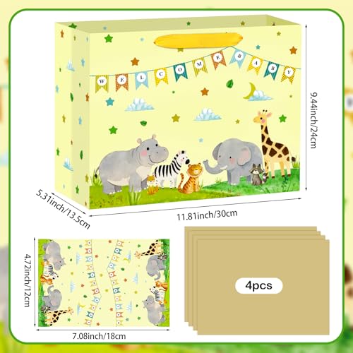 Hooqict Large Baby Boy Girl Gift Bag Baby Shower Wrapping Gift Bag with Handles, Tissue Paper, Greeting Card for Newborn Baby Shower Gender Reveal 1st Birthday Party Favors Supplies - color: Baby
