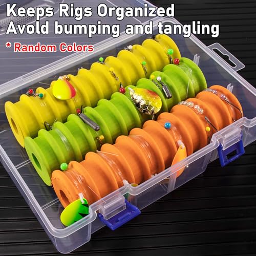 Dr.Fish 3 Pack Fishing Line Storage Holders, Snell Rigs Organizer Leader Tackle Box EVA Foam Lines Spooler Winder with Rigging Spools