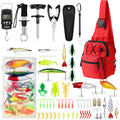 Sosation 134 Pcs Fishing Tool Fishing Tackle Box Kit and Equipment for Adults Beginner Gift, Hook Remover, Pliers Kit, Backpack Tackle Container Lures, Lip Gripper, Weigh Scale - color: Red