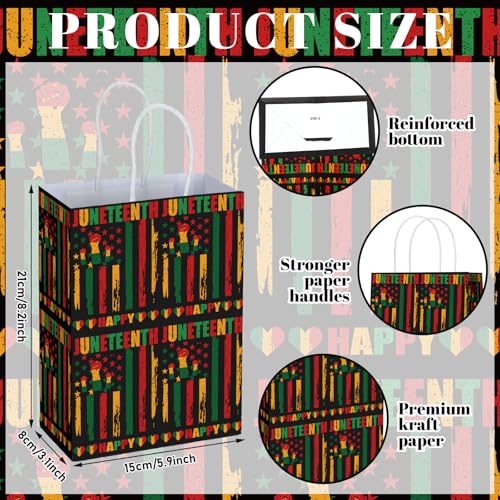 Kosiz 24 Pcs Juneteenth Gift Bags with Handles Bulk Juneteenth Party Favor Bags Black History Month Freedom Day Goodie Bag African American Independence Day Decor Gift for June 19th Party Supplies - style: Juneteenth