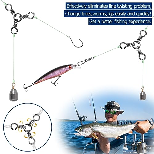 3 Three Way Swivels Fishing Tackle for Catfish Rig, 30/60pcs T-Turn Swivels Triple Cross Line Swivels Stainless Steel Fishing Lure Connectors for Trolling Catfish Rig Saltwater Freshwater 30-220lbs - size: 2#_70lbs_60pcs