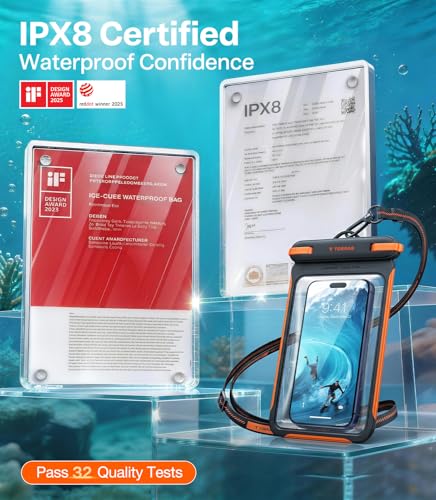 TORRAS IPX8 Waterproof Phone Pouch Floating, Underwater Screen Touchable, Water Proof Case with Lanyard for iPhone 17 Pro Max 16 S26, Cellphone Dry Bag Cruise Essentials 7.0 inch, Black - color: 1 Pack-Black