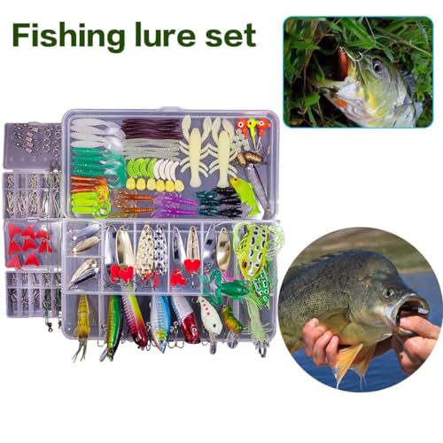 Fishing Lures Freshwater Bait Tackle kit.Tackle Box Including crankbaits topwater Lures,Jigs,Spoons and More Fishing Gear Set.Suitable for Bass Trout Salmon. - color: B234PCS