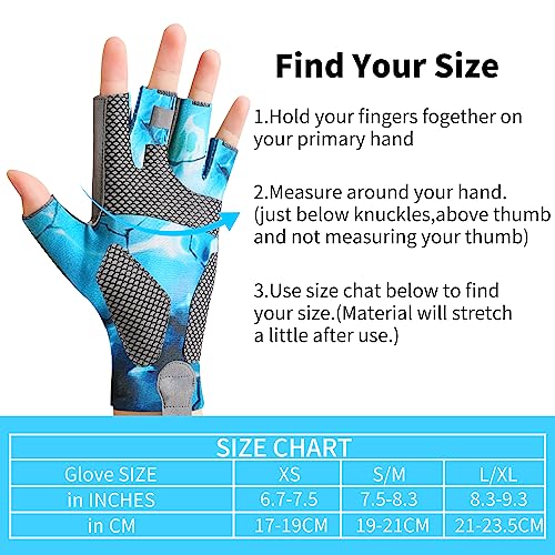 Sun Gloves UPF 50+ Fishing Gloves, Fingerless Sun Protection UV Protection Fishing Gloves Men/Women for Kayaking, Hiking, Paddling, Driving - color: Blue, size: Large