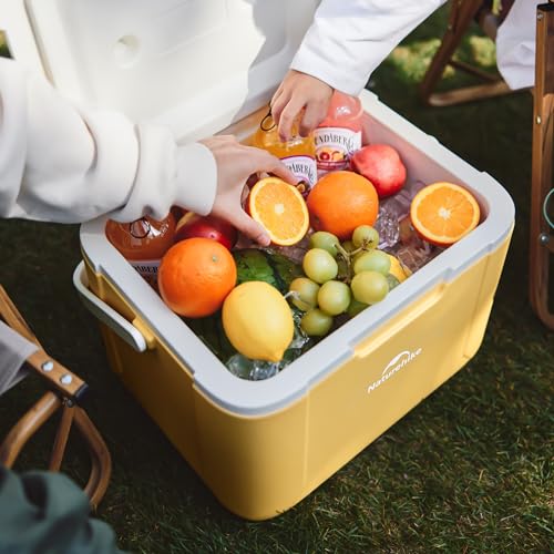 Naturehike 5.3/15/19 QT Hard Cooler, Insulated Ice Chest Box, Portable Ice Retention Cooler for Beach Camping Picnic Fishing Barbecue - color: Yellow, size: 19QT