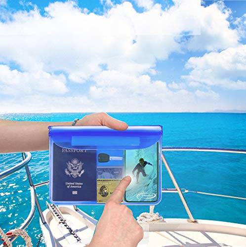 AiRunTech Waterproof Crossbody Belt Bag for Women Men,River Lake Canoe Essential Accessories Must Haves,Waterproof Pouch for Phone Passport Wallet Purse with Waist Strap - color: Black + Blue