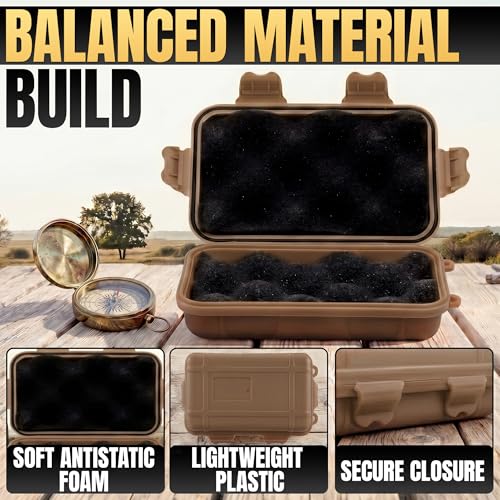 2 Pcs Small Waterproof Box – Compact Size, Lightweight, Easy Carry Geocache Containers 4.92x2.95x1.53", Tether Loops, Foam Padding – Small Hard Case with Foam for Hiking, Travel, Camp & Fishing Gear