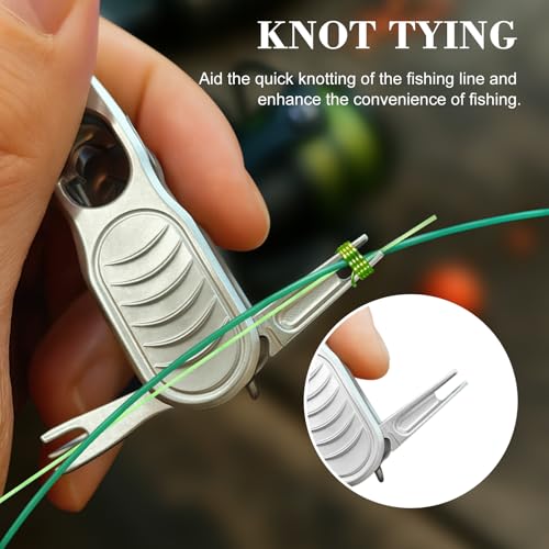 Portable 3-in-1 Fishing Line Cutter, Hook Eye Cleaner & Knot Tying Tool, Stainless Steel Braided Line Scissors for Monofilament & Fluorocarbon Lines with Retractable Zinger