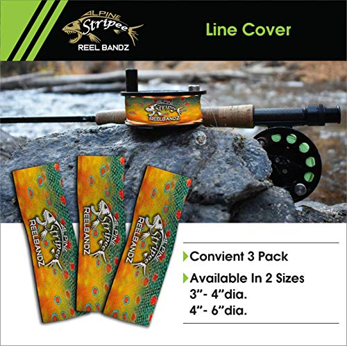 Alpine Innovations Stripee ReelBandz 3 Pack | Prevent Line Tangles | Regular Fits 7/8″ Wide & 2.25″ Dia – 3.50 Dia. | Large Fits 1.25″ Wide & 3.0″Dia – 4.25″ Dia. - size: Large, style: Rip Tide