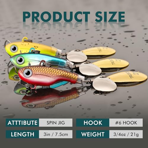 TRUSCEND Swim or Jig Fishing Spinner Baits for Freshwater and Saltwater, Rooster Tail Fishing Lures for Trout Bass Walleye Crappie Salmon Pike, Blade Bait with Copper Blade - color: B1-3"-3/4oz
