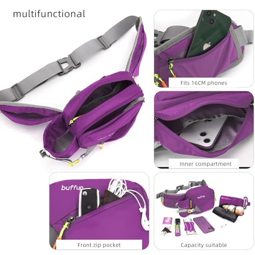 Lightweight Sports Fanny Pack with Bottle Holder,Waist Pack for Hiking,Running,Cycling & Outdoor Adventures (Purple) - color: Purple