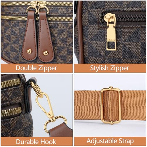 KKXIU Crossbody Sling Bag for Women Trendy Fanny Pack Vegan Leather Chest Bag | Trendy - color: 1-brown