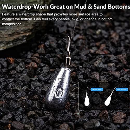 THKFISH Fishing Weights Sinkers Set, 28PCS Fishing Sinker Drop Shot Weights Kit,Drop Shot Rig Wacky Hooks for Saltwater Freshwater Bass Fishing - size: B-28pcs-Waterdrop Shape