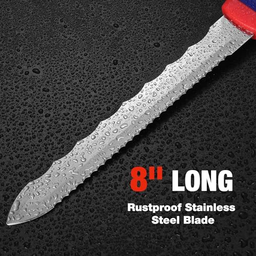 WORKPRO 8-Inch Insulation Knife, Stainless Steel Blade Insulation Cutter | Double Side Serrated Sharp Duct Knife, for Heat Material Foam, Rockwool, Styrofoam, Sod Cutter Garden Knife for Lawn Repair - size: 8 Inch