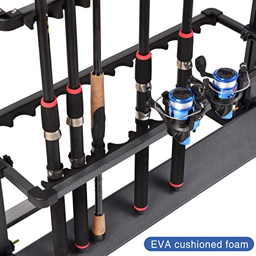JOYWAVE Aluminium Fishing Rod Holders, Portable Fishing Rod Rack, Holds Up to 24 Rods, Modern Matte Black, 27.9x12.6x27.5 inches - color: Matte Black