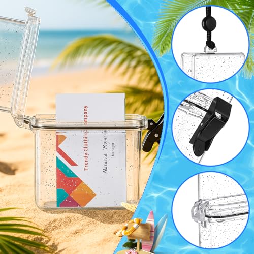 Outus 3 Pcs Waterproof ID Badge Holder Case with Waterproof Buckle 4.72 x 3.74 x 1.46 Inches Floating Sport Case Locker with Adjustable Hanging Rope Plastic Card Dry Box(Clear, Classic) - color: Clear, size: 4.72 x 3.74 x 1.46 Inch, style: Classic