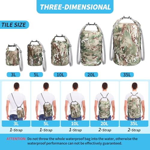Dry Bags Waterproof Dry Sacks Small Lightweight Dry Bag with Strap for Paddle Board Kayaking Fishing Camping Hiking (3L) - size: 3L