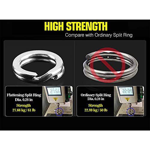 AMYSPORTS Stainless Steel Split Rings Saltwater High Strength Fishing Split Ring Line Connector Fishing Split Rings Freshwater Loop - size: Size12 (90lb) 100 pcs
