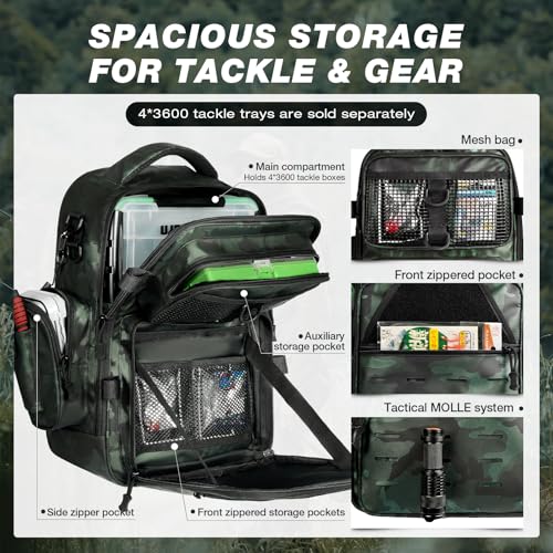 Ghosthorn Fishing Backpack Waterproof Tackle Bag Sling Bag Gift - color: Tpu Green, size: Large
