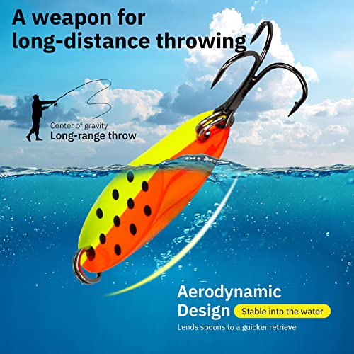 THKFISH Fishing Lure Spoons Trout Spoons for Fishing Jigging with Hooks - color: Color 2#, size: ['1/4 oz - 5 pieces']