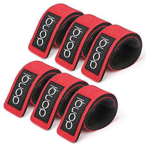 DONQL Fishing Pole Straps Belt Fishing Rod Ties Stretchy Rod Straps Fishing Rod Belt Holders for Casting Rods (3Colors,6Pcs) - color: Red-6pcs