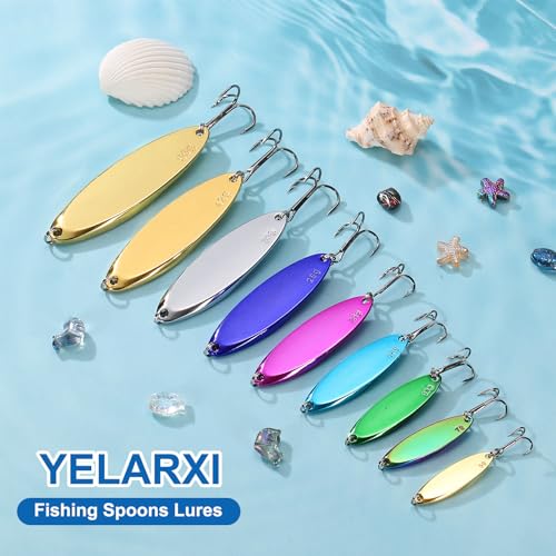 Fishing Spoons Lures, Metal Saltwater Treble Trout Lures Jigging Spoon with Treble Hooks Casting Spinner Baits - color: Gold, size: 18g / 3/5oz