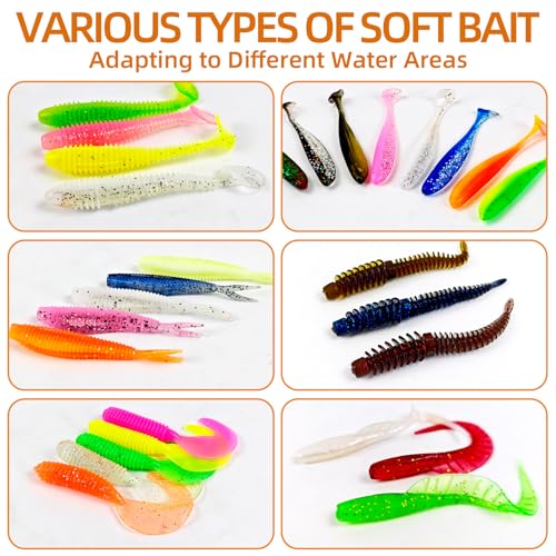 Fishing Soft Plastic Lures | Paddle Tail Swim Baits, Swim Baits for Bass Fishing, Paddle Tail, Crappie Lures - color: J-64PCS