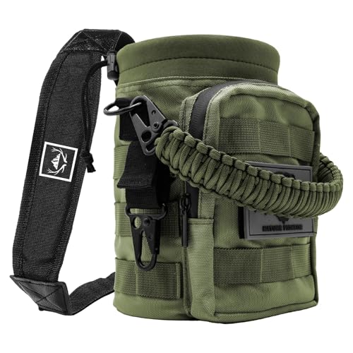 NATURE PIONEOR 32 64 128oz Tactical Water Bottle Pouch, Multi-Function Tactical Water Bottle Bag with Adjustable Shoulder Strap, Half/One Gallon Molle Strap Carrier Holder - color: Green, size: 64OZ