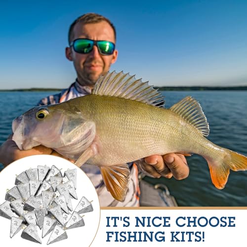 Zhanmai 27 Pieces Pyramid Fishing Weights Sinkers Triangle Rig Pyramid Sinkers for Ocean Saltwater Surf Bass Catfish Fishing Weights Casting Gear Tackle Essential - size: 2oz