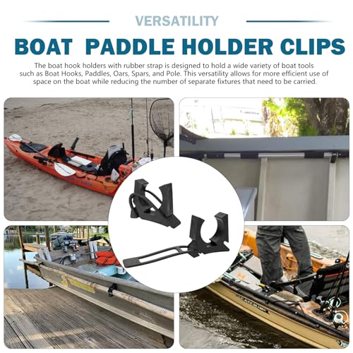 Boat Hook Holder Clips Replacement for SOF-LOC Gaff Hook Holder with Rubber Spring Strap, Marine Holder Fits for Boat Hook, Paddle Holder, Oar Mounts, Boat Net, Gaff, Push Pole, Anchor Pole, 2 Pack.