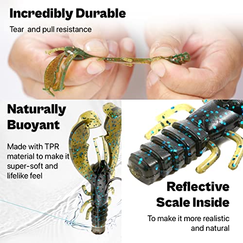 Ned Rig Baits Kit,TRD Soft Plastic Worms or Crawfish for Bass Fishing - color: Crawfish Kit