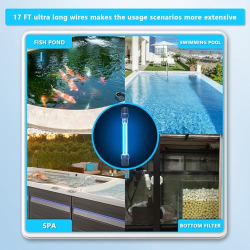 18W Aquarium UV Light for 100-1000 Gallon, UV Pond Water Clarifier for Koi Pond, Swimming Pool, Spa, Large Fish Tank, Cold Plunge UV Light for Pond Algae Control - size: 18W/For 1000 Gallon