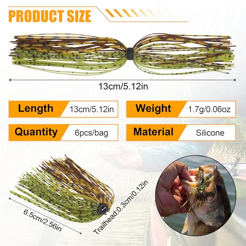 18 Bundles Silicone Jig Skirts 40 Strands Silicone Fishing Unbrella Replacement Skirts Quick Chang for Spinnerbait Bass Jig Lure Making Accessories - style: Yellow&green-18pcs