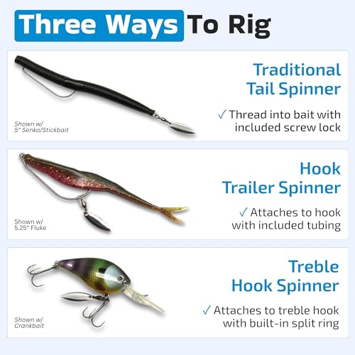 Harmony Fishing Company - [7 Pack] Tail Spinners (Hitchhikers for Soft Plastic/senko Fishing Lures, Willow or Colorado Blade) - style: Colorado Blade (7 Pack, Silver)
