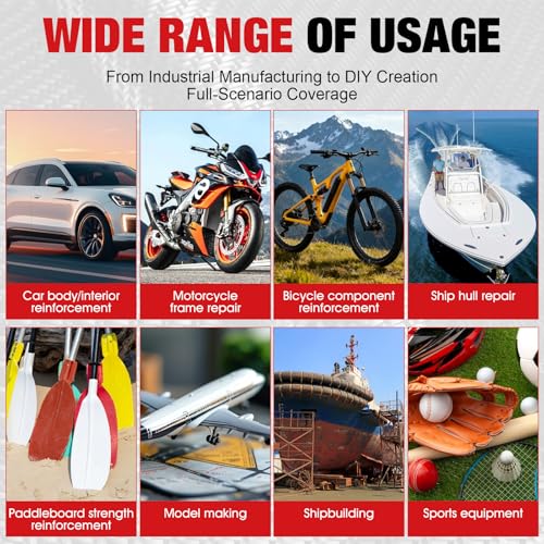 Carbon Fiber Bike Repair Kit, Carbon Fiber Epoxy Repair Kit | 100g Carbon Fiber Resin 27g Hardener, 3K 200g 8"*23.6" Twill Carbon Fiber Cloth, Complete Accessory Kit, for Cars Bicycles
