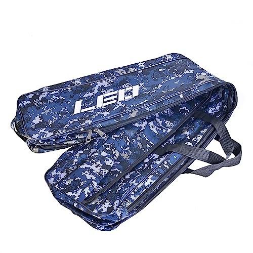 LEOFISHING Fishing Tackle Storage Bag 130cm/4.27ft Portable Fishing Rod Reel Organizer Fishing Pole Gear Tool Cases Carrier Two Layer Durable Oxford Large Capacity Travel Fishing Cover Bag 5 Color - color: Digital Code Camouflage