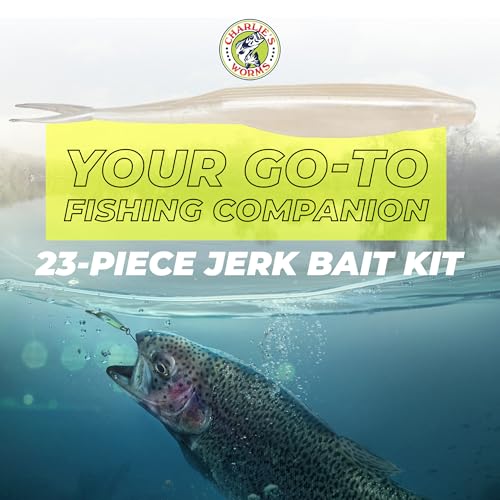 Charlie's Worms Bass Lures Freshwater Fishing Lure - Scented Artificial Softbait for Freshwater & Saltwater Bass Fishing, Swimbait, Softbait - style: Jerkbait (23-piece)