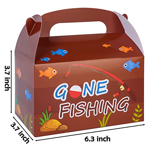iPartyFun Fishing Birthday Party Supplies Fishing Party Gift Treat Boxes for Gone Fishing Theme Baby Shower Supplies Set of 12