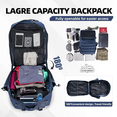 gracedon Tactical Backpack - Military Molle Bag 3 Days Pack for men and Women Large Assault Rucksack 45L (Navy) - color: Navy