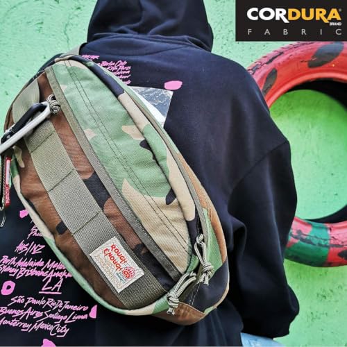 Rough Enough Tactical Fanny Pack for Men Crossbody Waist Bag for Hunting Fishing Hiking Travel Army Green Camo Cordura