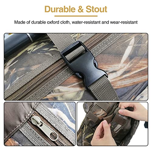 DONQL Fishing Rod Bags, Outdoor Fishing Pole Holders Reel Case, Multifunction Camping Portable Travel Carry Case Backpack Fish Rod Reel Bag, Holds 5 Poles & Fishing Tackles, Fishing Gear for Men - color: Camouflage