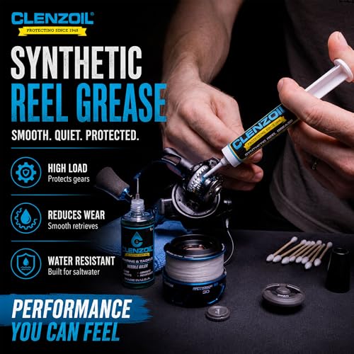 Clenzoil Marine & Tackle Reel Care Kit - with Fishing Reel Oil & Grease - All-in-One Cleaning Kit - for Freshwater & Saltwater Reels - Fish Reel Maintenance Kit