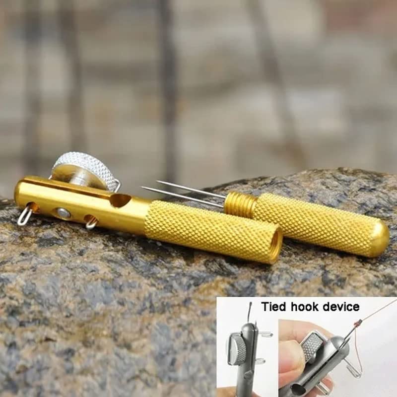 Acxico 2 Pcs Alloy Fishhook Layer Double Ended Needle knotter+semi-Automatic Fishhook line Layer Machine