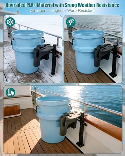 Fishing Rod Holder Fits for YETI Gear Bucket with Magnetic & Fixed Mount | Heavy-Duty Support Bracket with Magnet for Metal Surface, No-Drill Removable Storage Solution, Prevent Corrosion