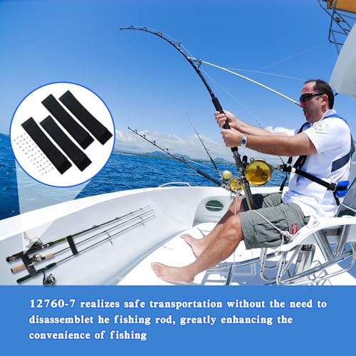 4 Pcs Fishing Rod Straps for Boat Deck Rod Holders, Fishing Pole Sleeve Wrap Rod Waterproof ,Fishing Accessories for Securing for Boat and Anglers Outdoor Included 24 Screws 24 Gaskets