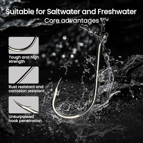 Pristis 25 Pack High Carbon Steel Fishing Hooks, Reinforced EWG Circle Octopus Round Bend 60 Degree Wide Gap Strong Barbed Worm Fish Hook Jig Bait Rig for Saltwater Freshwater Bass Tuna Walleye Trout - color: Octopus, size: 5/0