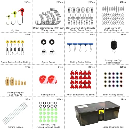 TRUSCEND Complete Fishing Lures - Tackle Box with Tackle Included - Crankbaits, Minnows, Frogs, Vibes, Poppers, Spinners, Spoons, Soft Baits, Hooks & Weights Accessories Kit for Bass Panfish Trout - color: D-340pcs Premium Kit